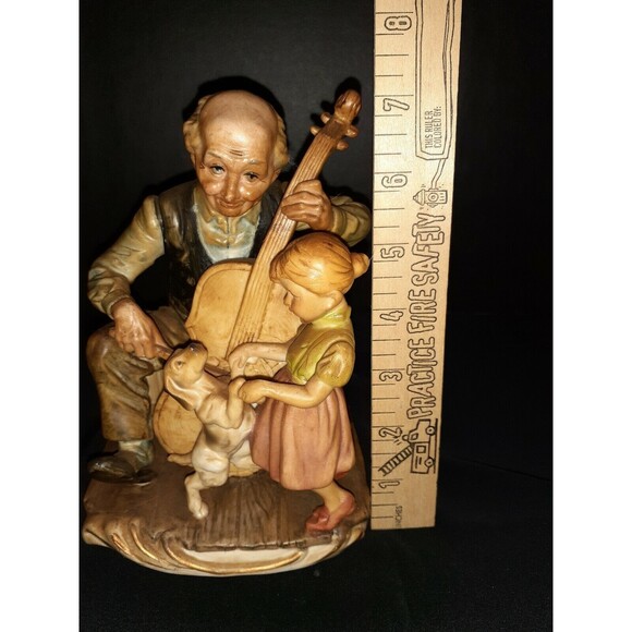 A Price Import Japan Figurine Grandpa Cello Girl And Dog Porcelain - Picture 5 of 8